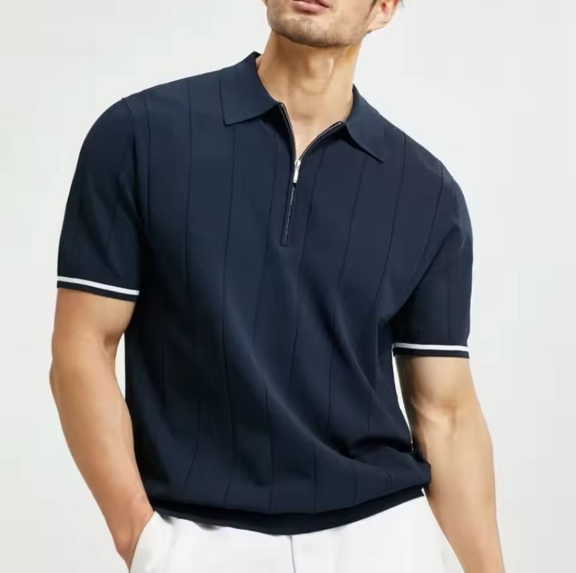 Zalorun Clothing – Poloshirt mit halbem Reißverschluss